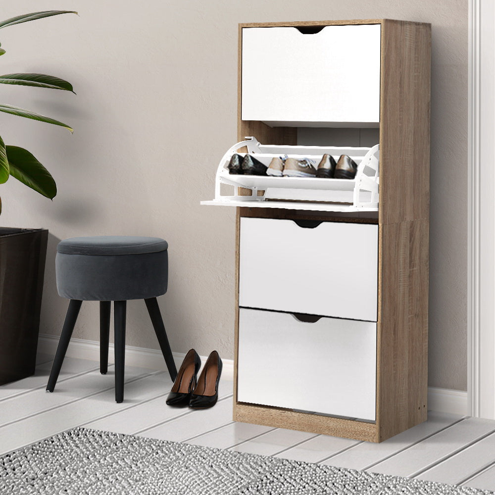 Artiss 48 Pairs Shoe Cabinet Rack Organiser Storage Shelf Wooden - Newstart Furniture
