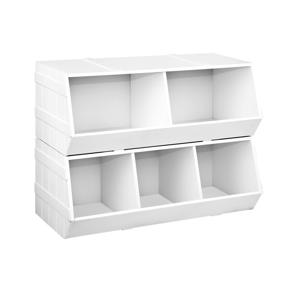 Keezi Kids Toy Box Stackable Bookshelf Storage Organiser Bookcase Shelf - Newstart Furniture