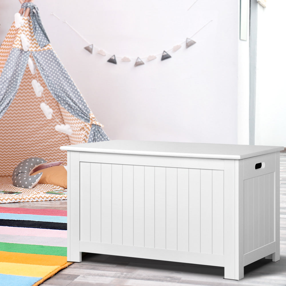 Keezi Kids Wooden Toy Chest Storage Blanket Box White Children Room Organiser - Newstart Furniture