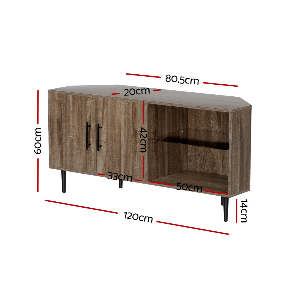 Artiss Corner Entertainment Unit Stand TV Cabinet Open Storage Shelf 120CM - Newstart Furniture