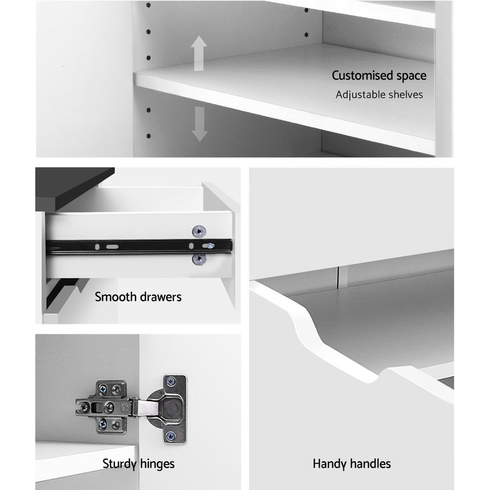 Artiss Shoe Cabinet Shoes Storage Rack High Gloss Organiser Cupboard White - Newstart Furniture