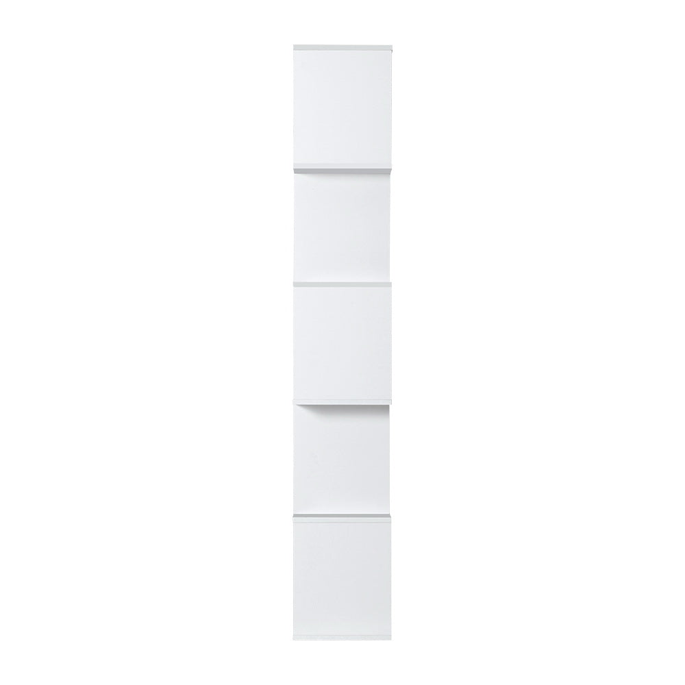 Artiss 5 Tier Bookshelf Display Shelf CD Cabinet Bookcase Stand Storage White - Newstart Furniture