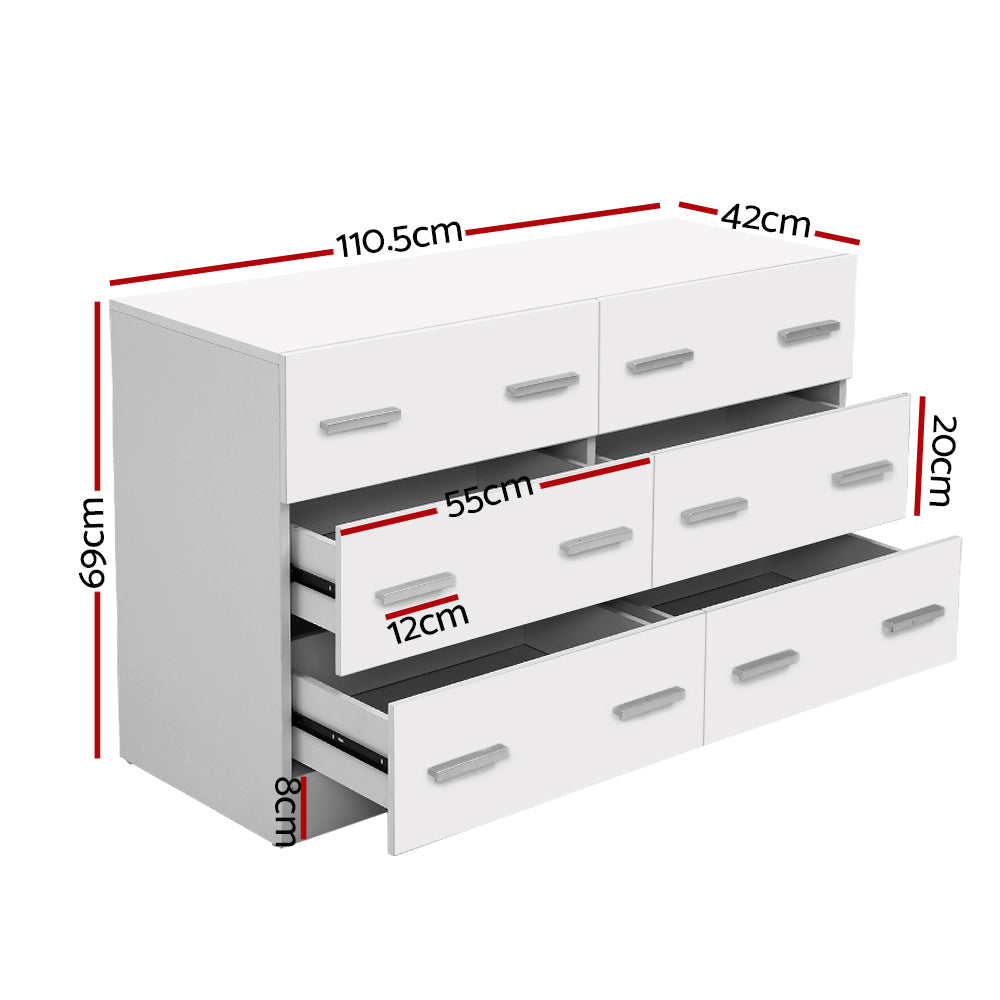 Artiss Chest of Drawers Lowboy White - Newstart Furniture