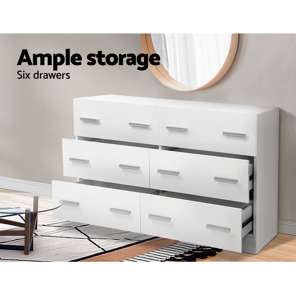 Artiss Chest of Drawers Lowboy White - Newstart Furniture