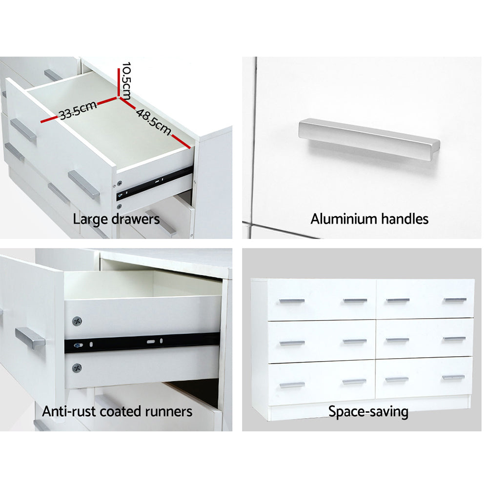 Artiss Chest of Drawers Lowboy White - Newstart Furniture