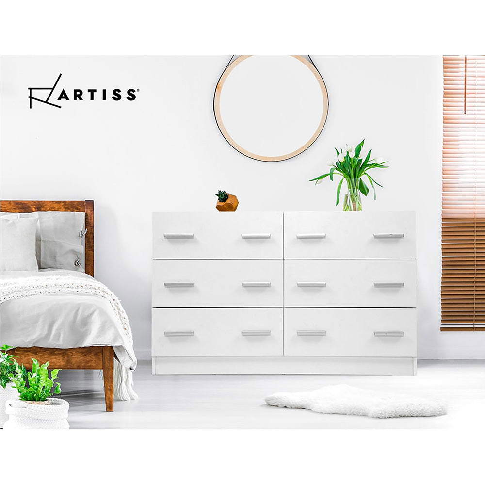 Artiss Chest of Drawers Lowboy White - Newstart Furniture