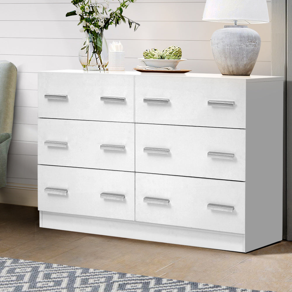 Artiss Chest of Drawers Lowboy White - Newstart Furniture