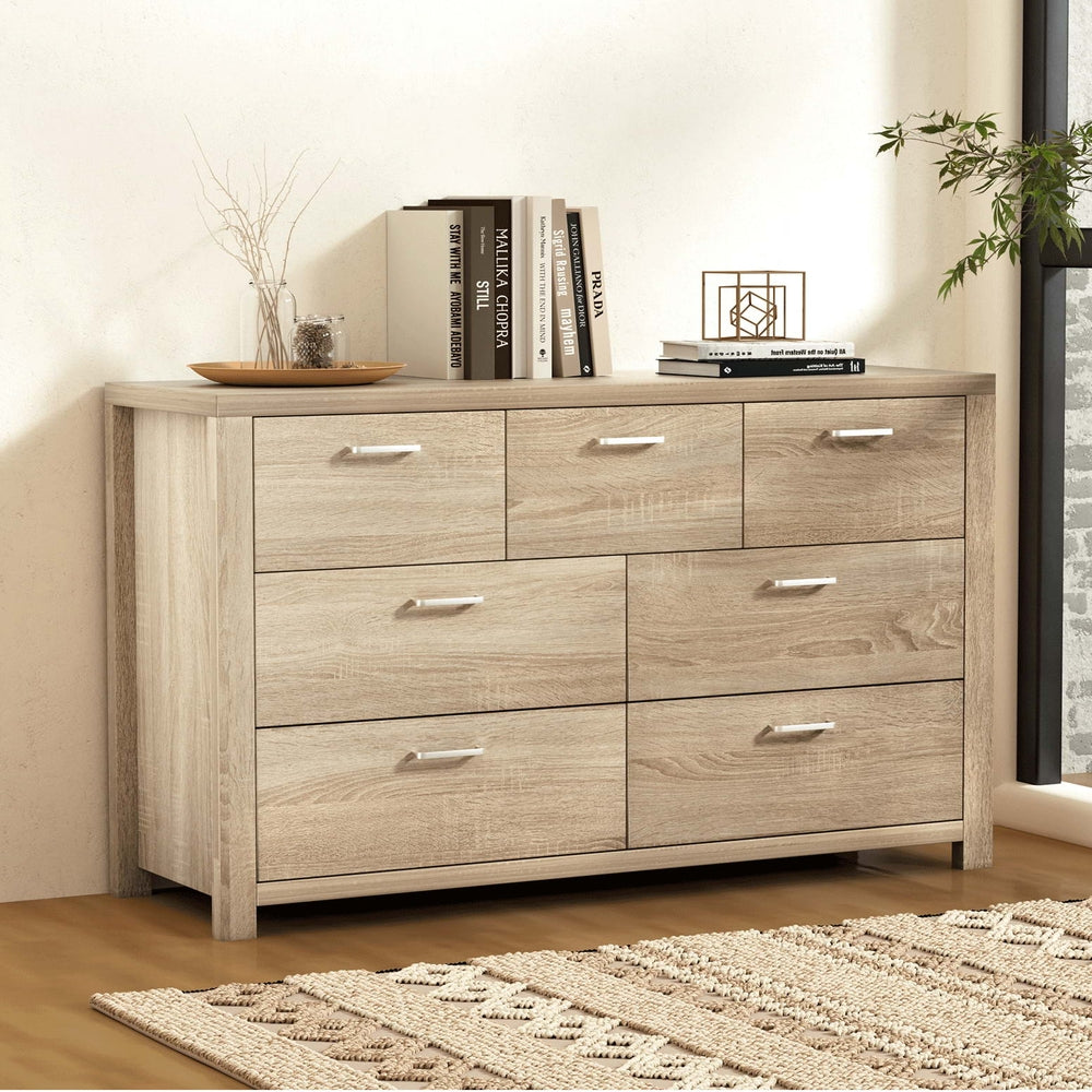 Artiss 7 Drawer Maxi Chest in Oak | Stylish Storage Solution