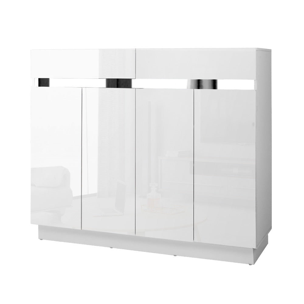 Artiss 120cm Shoe Cabinet Shoes Storage Rack High Gloss Cupboard White Drawers - Newstart Furniture