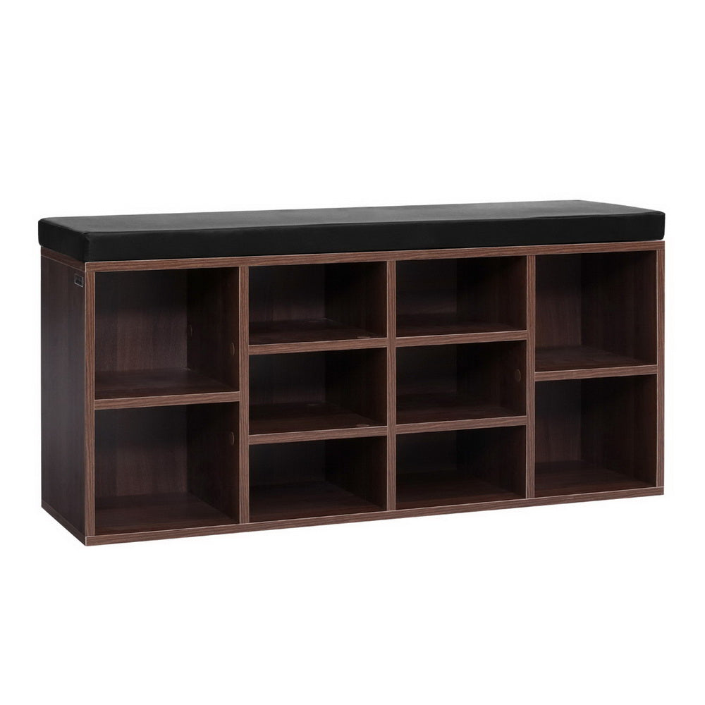 Artiss Shoe Cabinet Bench Shoes Storage Rack Organiser Shelf Cupboard Box Walnut - Newstart Furniture