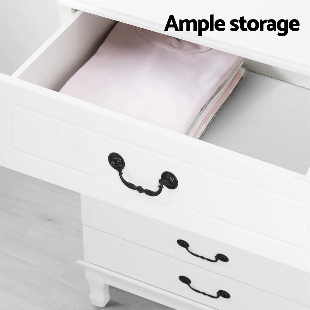 Artiss Chest of Drawers Dresser Table Lowboy Storage Cabinet White KUBI Bedroom - Newstart Furniture