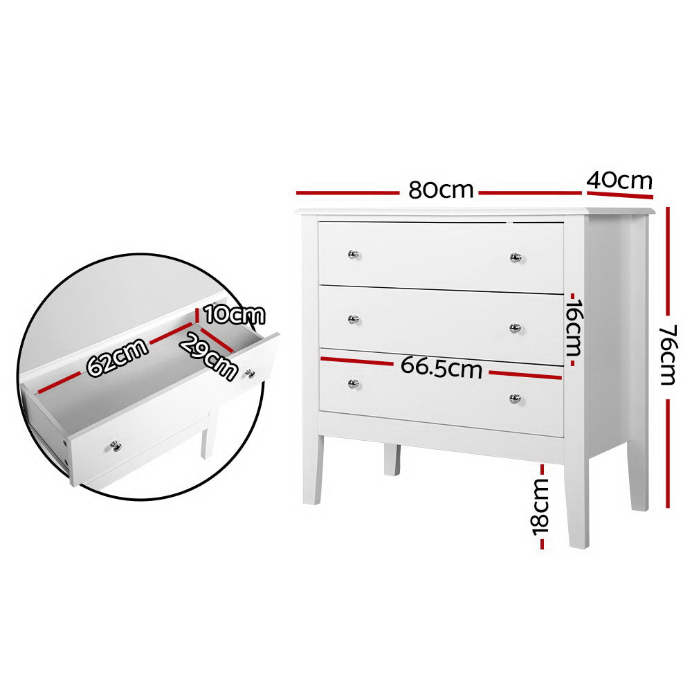 Artiss Chest of Drawers Storage Cabinet Bedside Table Dresser Tallboy White - Newstart Furniture