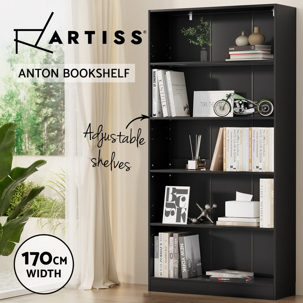 Artiss Bookshelf 5 Tiers ANTON Black
