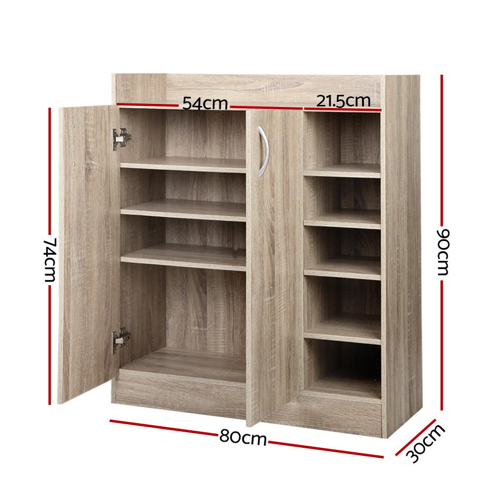 Artiss 2 Doors Shoe Cabinet Storage Cupboard - Wood - Newstart Furniture