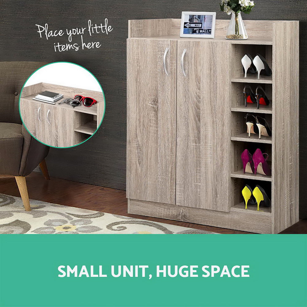 Artiss 2 Doors Shoe Cabinet Storage Cupboard - Wood - Newstart Furniture