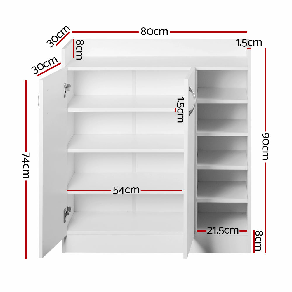 Artiss 2 Doors Shoe Cabinet Storage Cupboard - White - Newstart Furniture