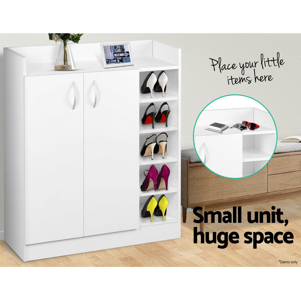 Artiss 2 Doors Shoe Cabinet Storage Cupboard - White - Newstart Furniture