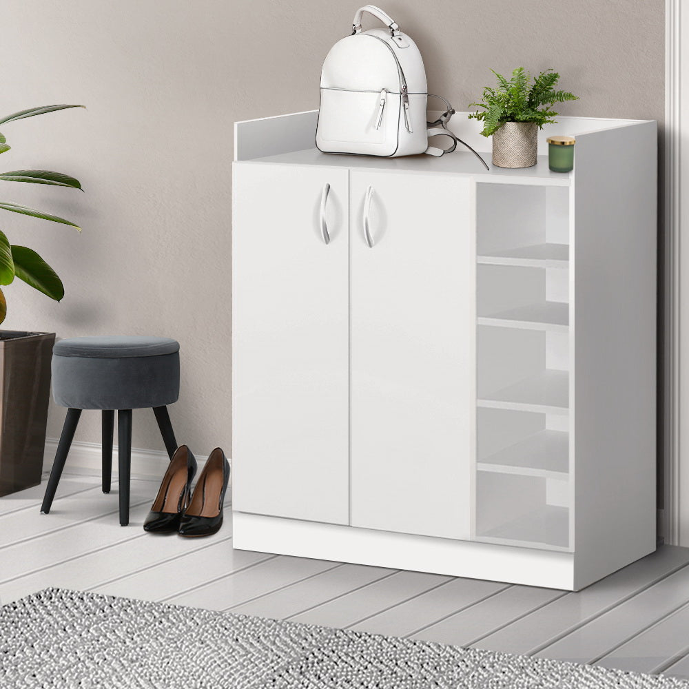 Artiss 2 Doors Shoe Cabinet Storage Cupboard - White - Newstart Furniture