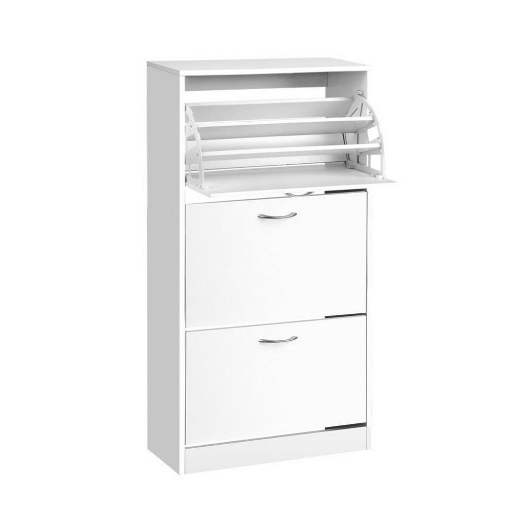 Artiss 3 Tier Shoe Cabinet - White - Newstart Furniture