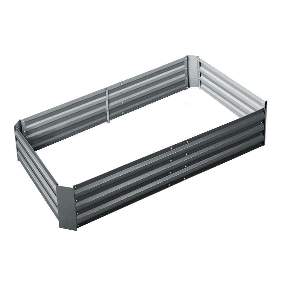 Green Fingers 150 x 90cm Galvanised Steel Garden Bed - Aliminium Grey - Newstart Furniture