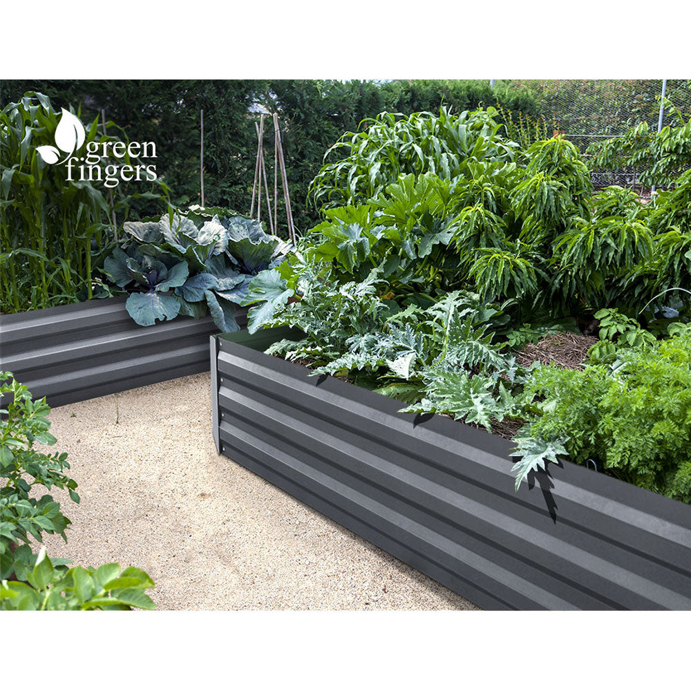 Green Fingers 150 x 90cm Galvanised Steel Garden Bed - Aliminium Grey - Newstart Furniture