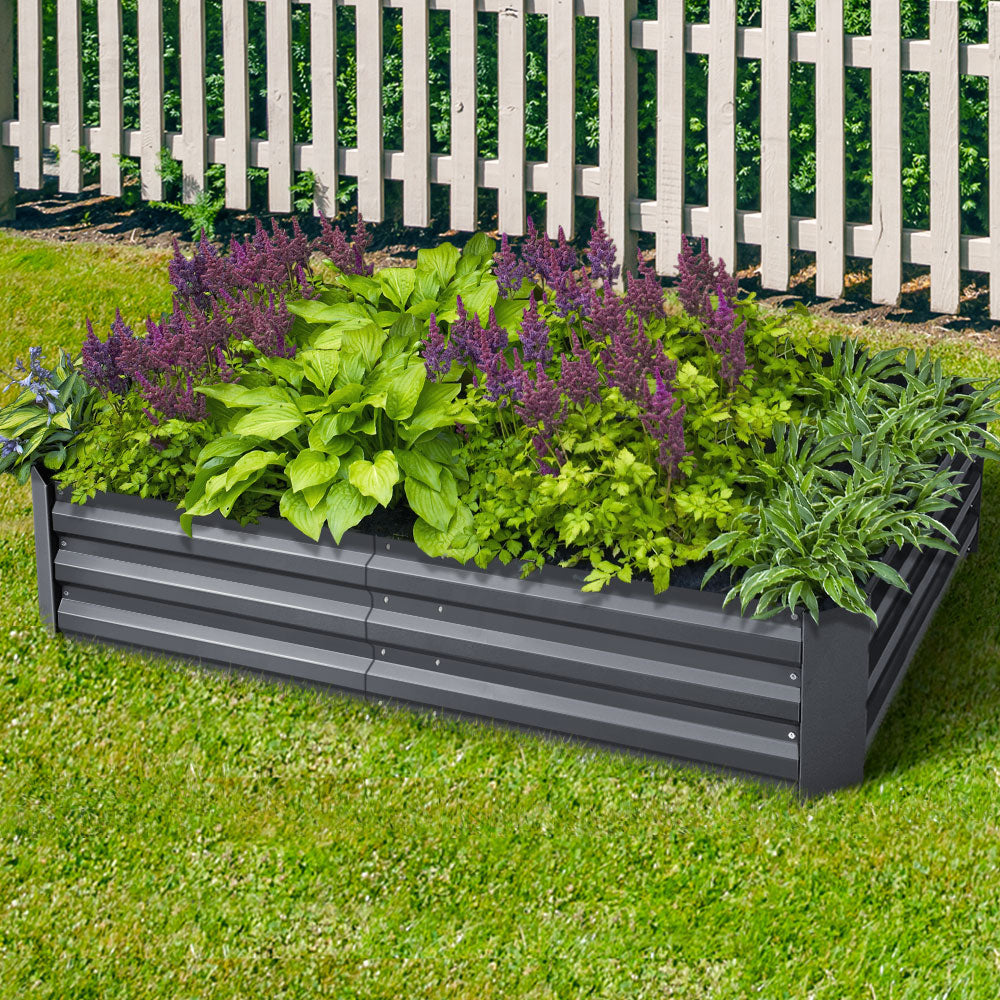 Green Fingers 150 x 90cm Galvanised Steel Garden Bed - Aliminium Grey - Newstart Furniture