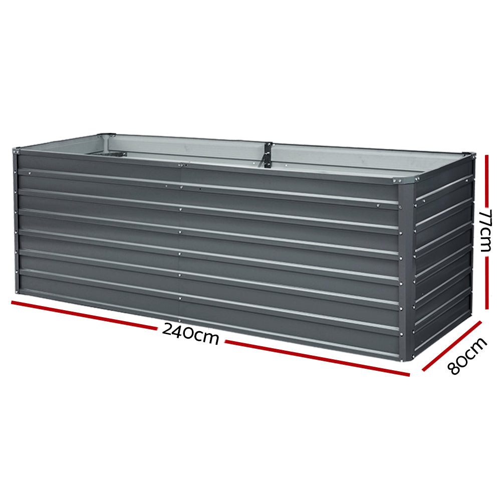 Newstart Galvanized Raised Garden Bed 240x80x77cm Planter Box