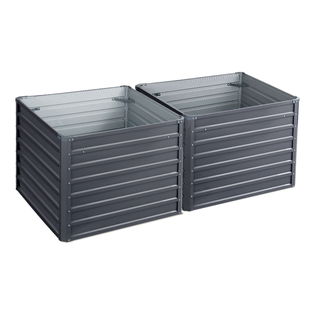 Galvanized Steel Raised Garden Bed Set, 2 Pack, 100x100x77cm