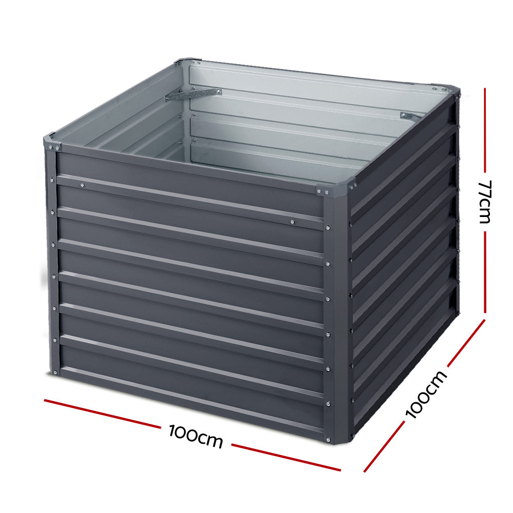 Galvanized Steel Raised Garden Bed Set, 2 Pack, 100x100x77cm