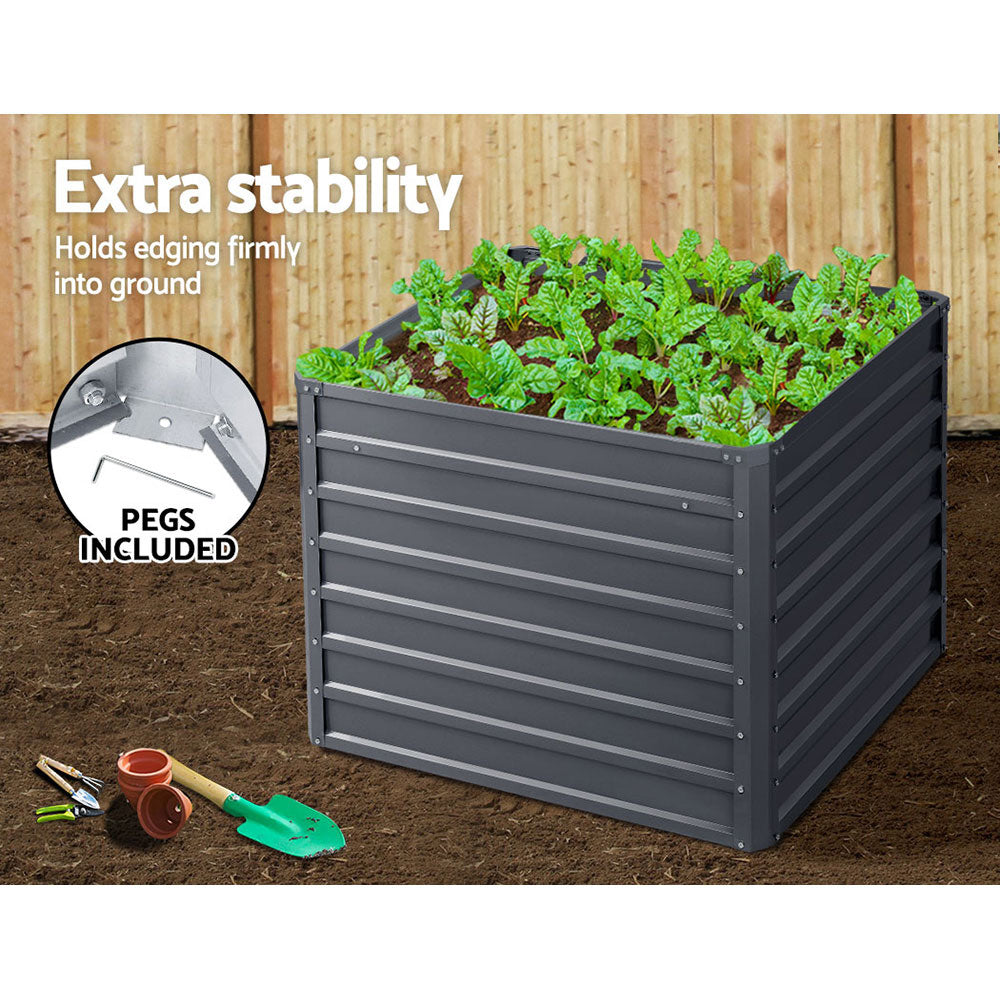 Galvanized Steel Raised Garden Bed Set, 2 Pack, 100x100x77cm