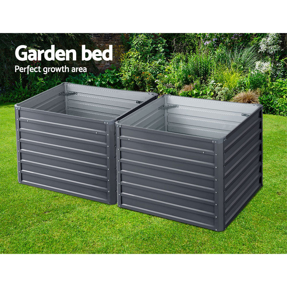 Galvanized Steel Raised Garden Bed Set, 2 Pack, 100x100x77cm