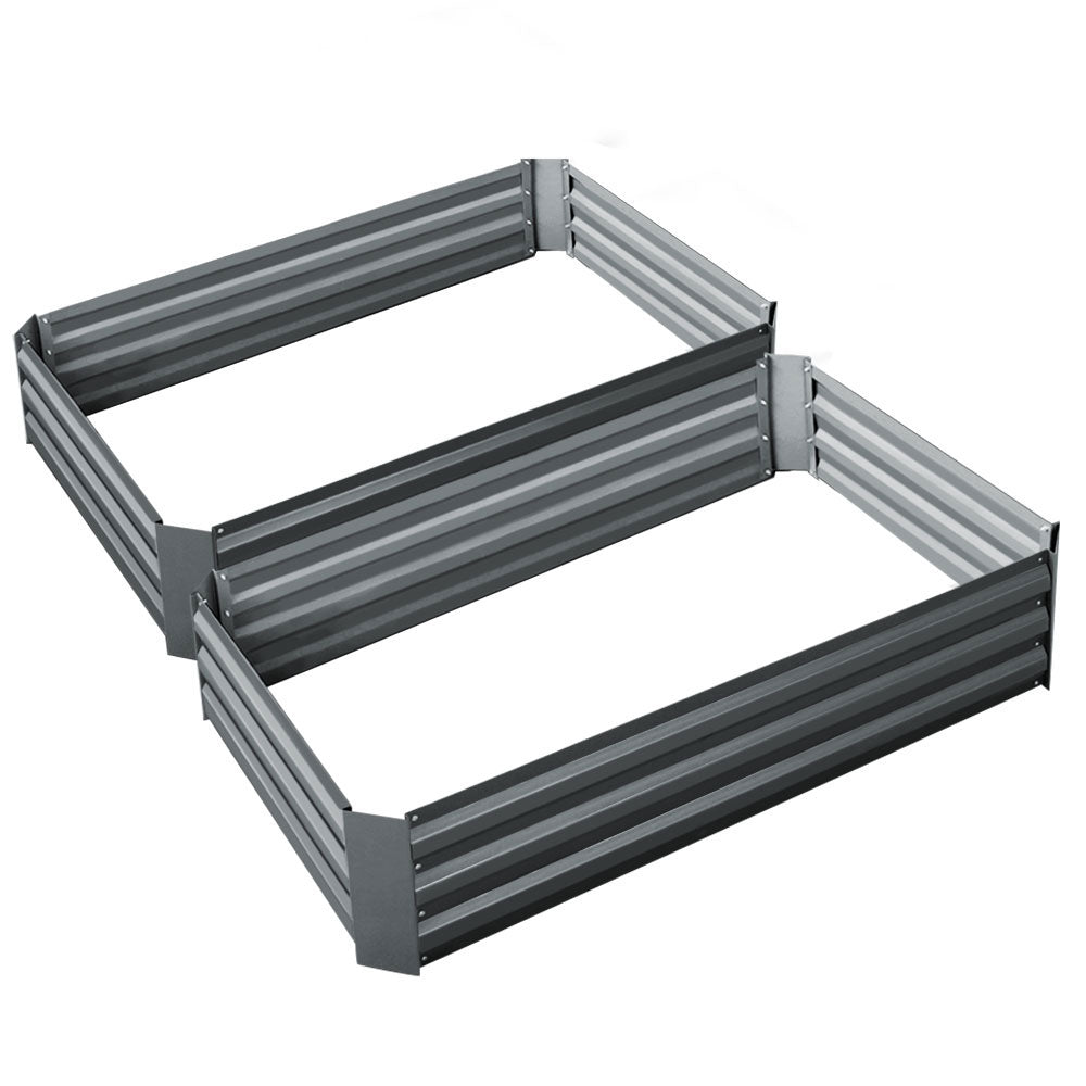 Greenfingers Garden Bed 2PCS 120X90X30CM Galvanised Steel Raised Planter - Newstart Furniture