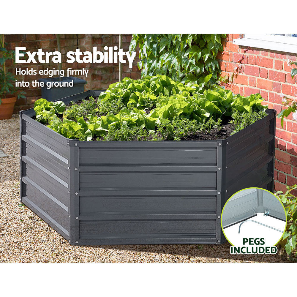 Greenfingers Galvanised Raised Garden Bed Set, 2 Pack, 130x130x46cm