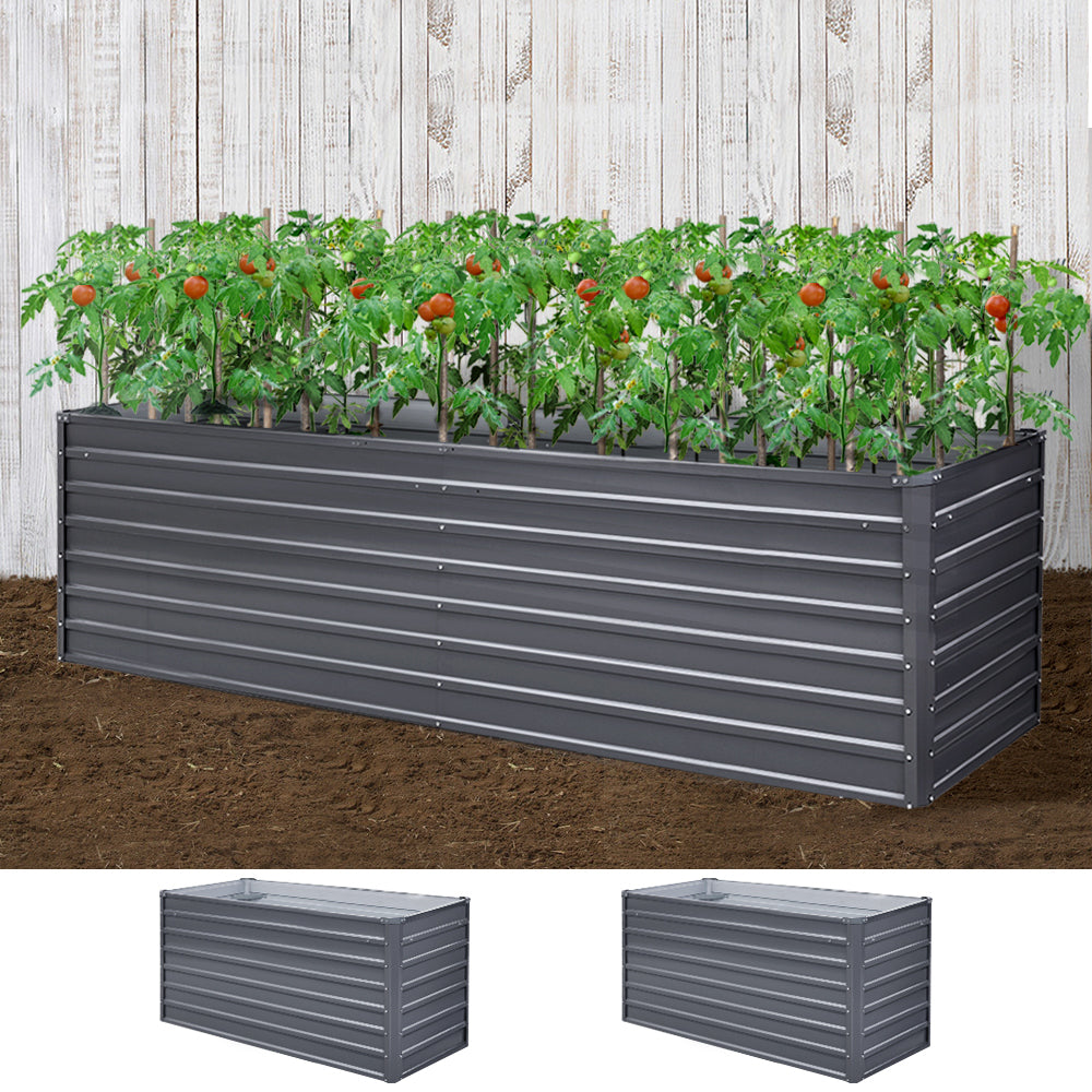 Greenfingers Garden Bed 320 x 80 x 77cm Galvanised Steel Raised Planter 2N1 - Newstart Furniture