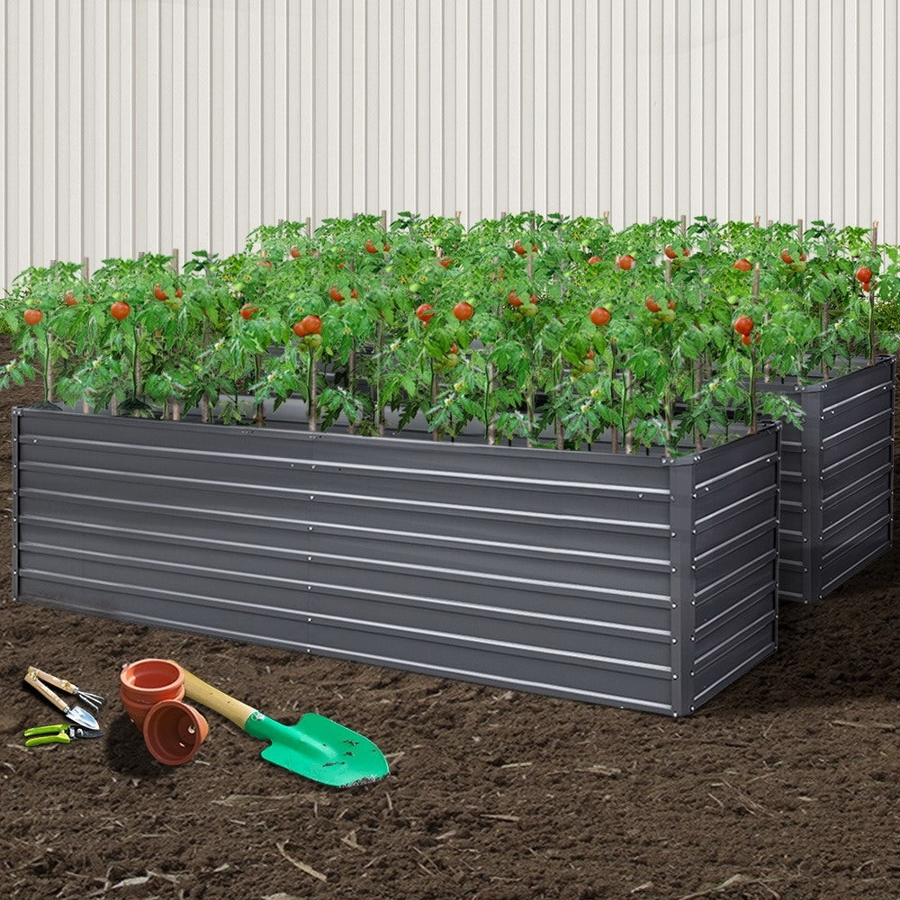 Greenfingers Garden Bed 320 x 80 x 77cm Galvanised Steel Raised Planter 2N1 - Newstart Furniture