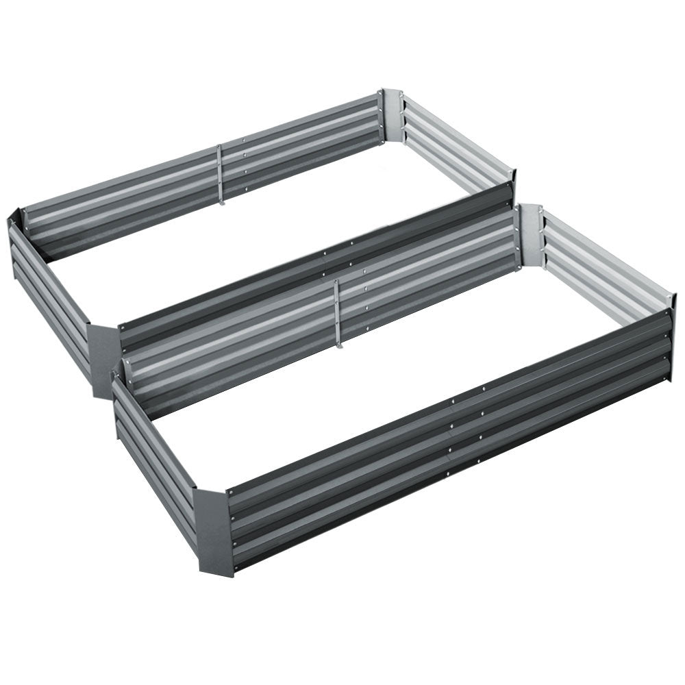 Greenfingers Garden Bed 2PCS 210X90X30cm  Galvanised Steel Raised Planter - Newstart Furniture