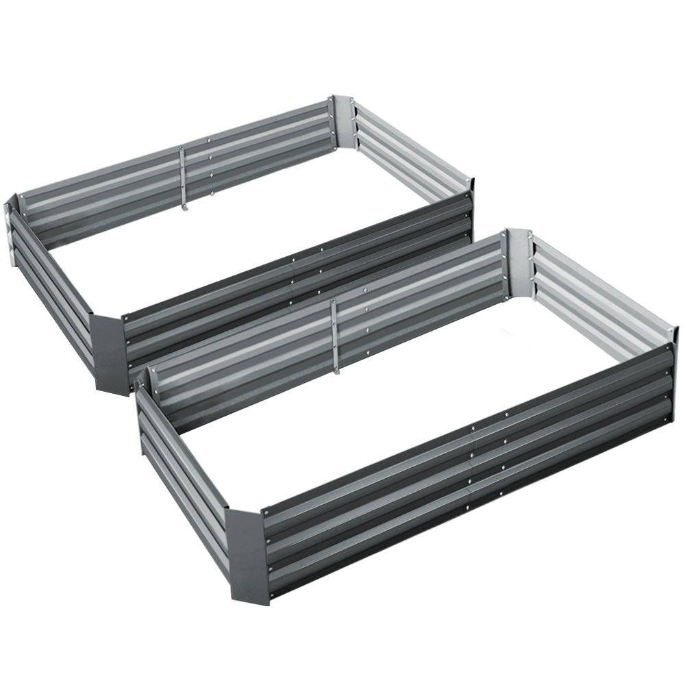 Newstart 2 Pack Galvanized Raised Garden Beds 150x90cm