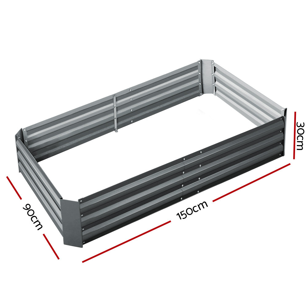 Newstart 2 Pack Galvanized Raised Garden Beds 150x90cm