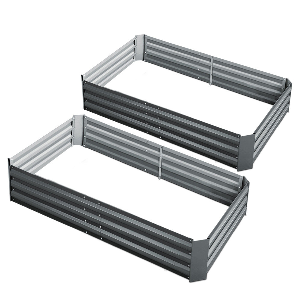 Newstart 2 Pack Galvanized Raised Garden Beds 150x90cm