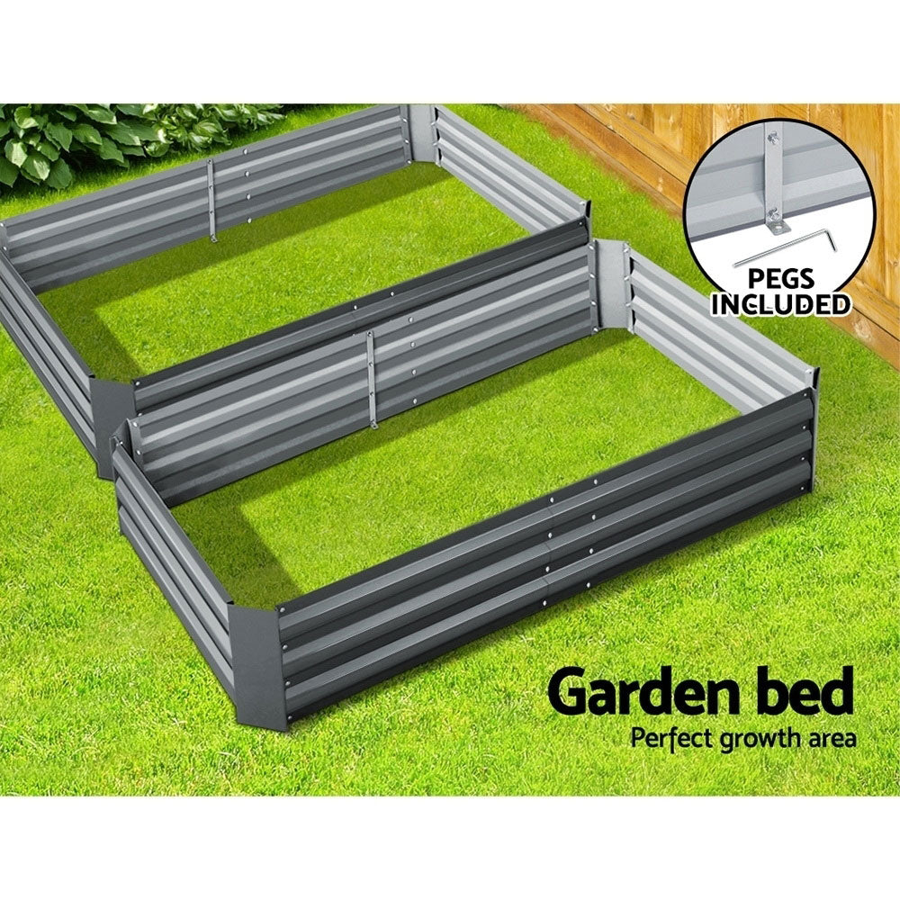 Newstart 2 Pack Galvanized Raised Garden Beds 150x90cm