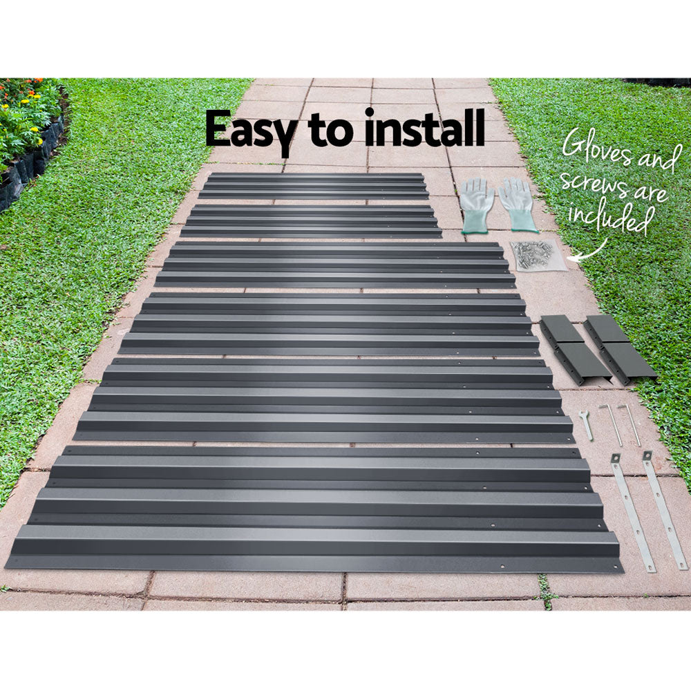 Newstart 2 Pack Galvanized Raised Garden Beds 150x90cm