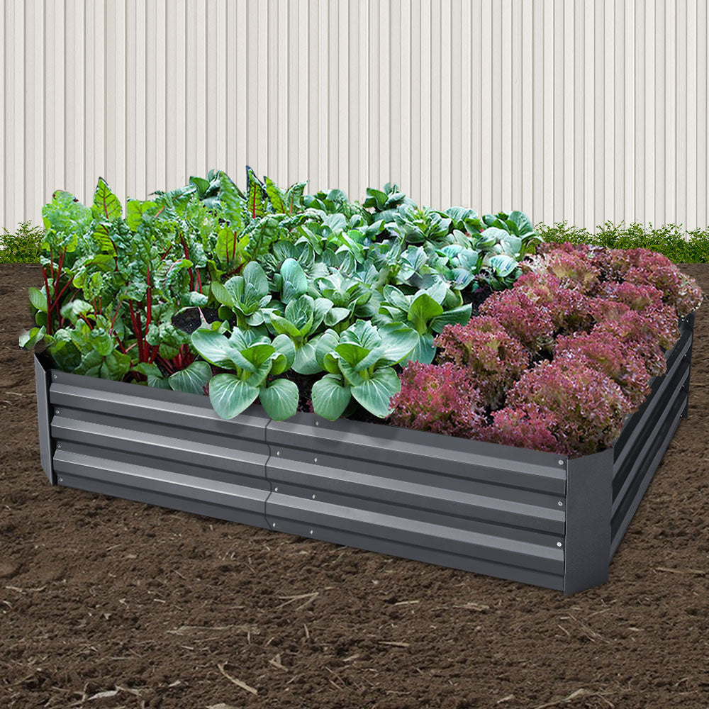 Newstart 2 Pack Galvanized Raised Garden Beds 150x90cm