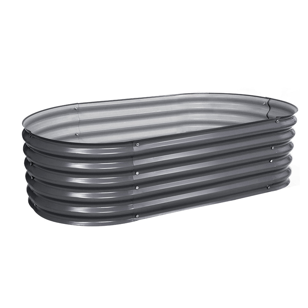 Galvanized Oval Raised Garden Bed 160x80x42cm Planter Box