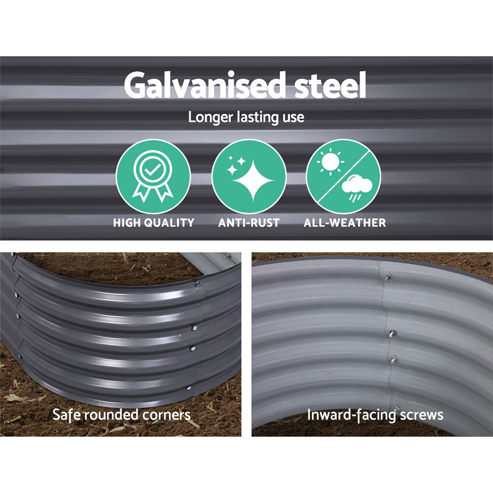 Galvanized Oval Raised Garden Bed 160x80x42cm Planter Box