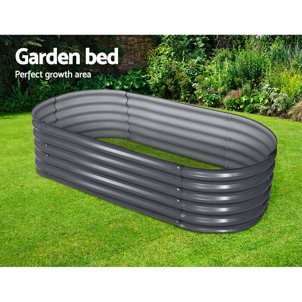 Galvanized Oval Raised Garden Bed 160x80x42cm Planter Box