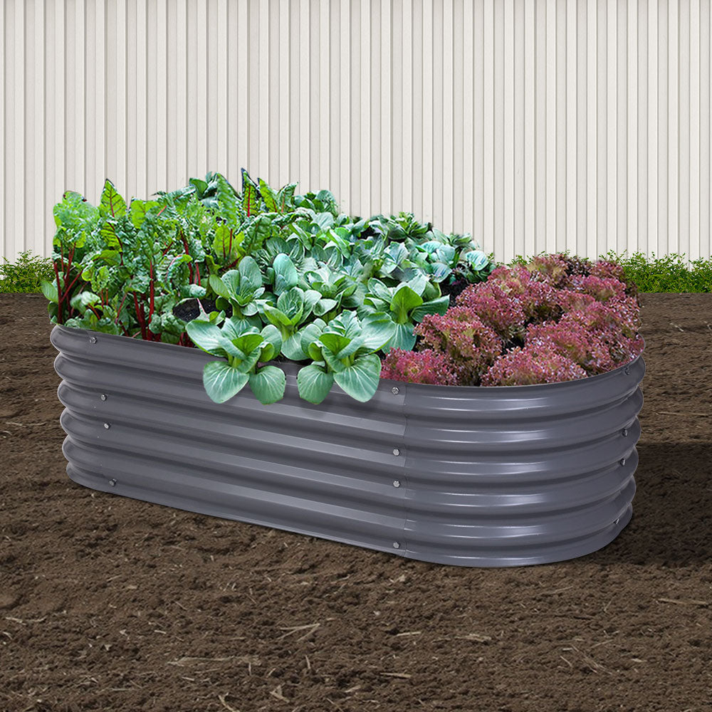 Galvanized Oval Raised Garden Bed 160x80x42cm Planter Box