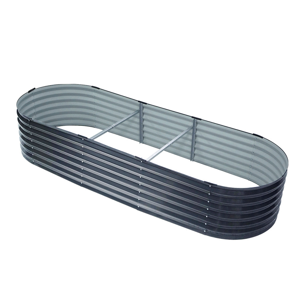 Oval Galvanized Raised Garden Bed 240x80x42cm Planter Box