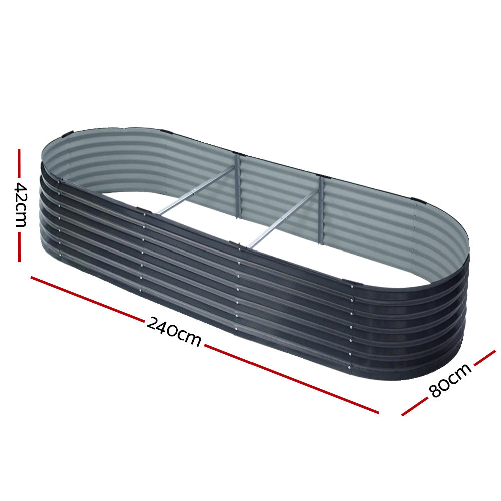 Oval Galvanized Raised Garden Bed 240x80x42cm Planter Box