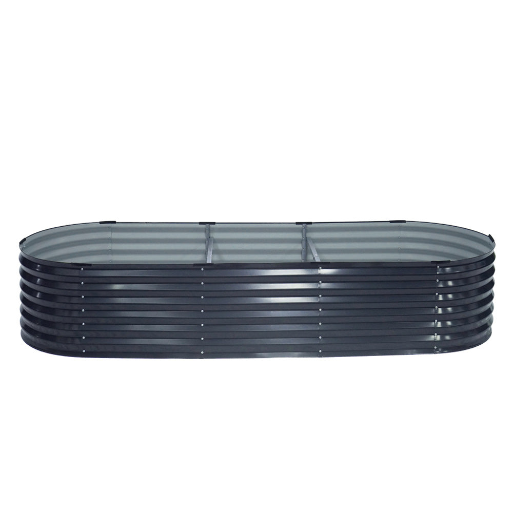 Oval Galvanized Raised Garden Bed 240x80x42cm Planter Box