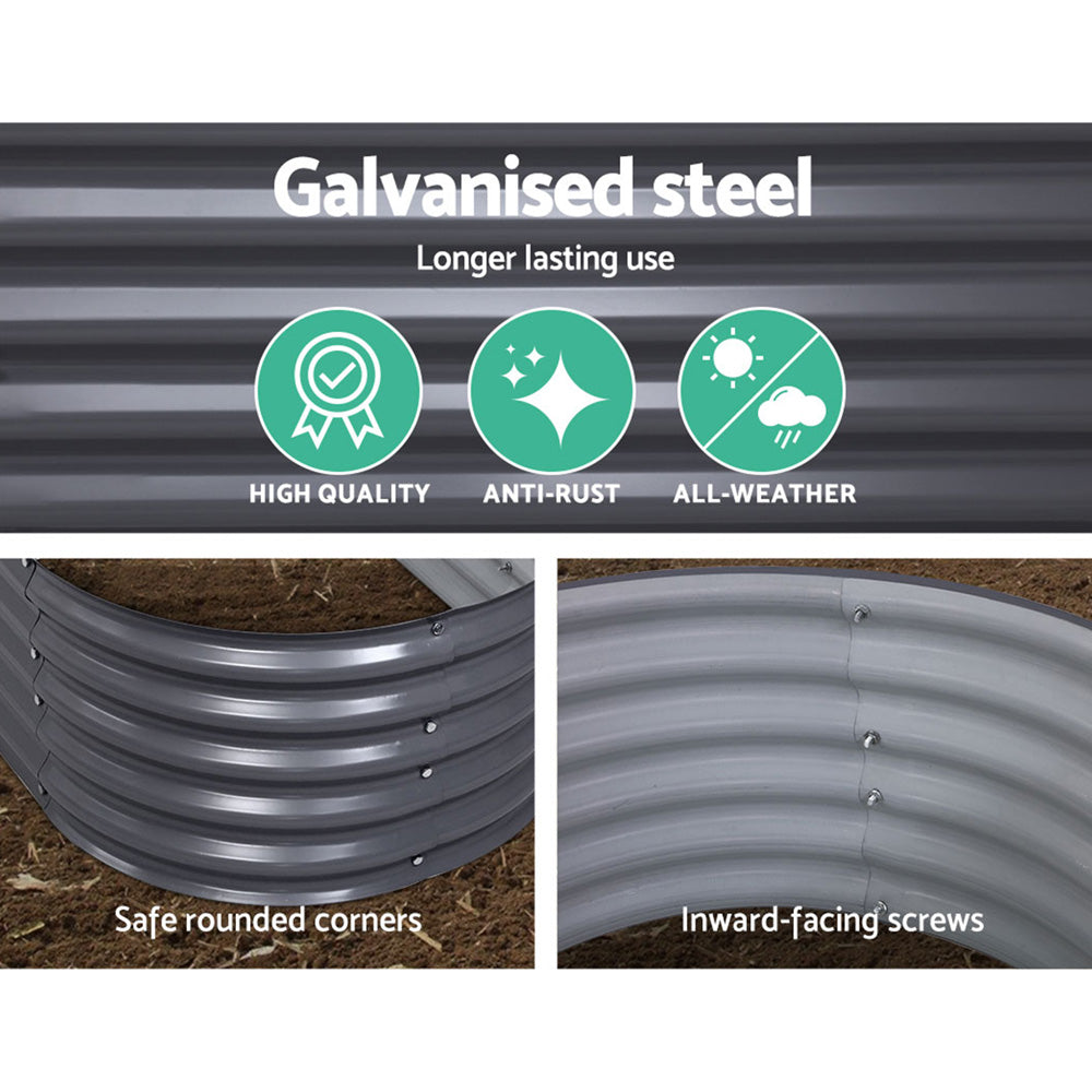 Oval Galvanized Raised Garden Bed 240x80x42cm Planter Box